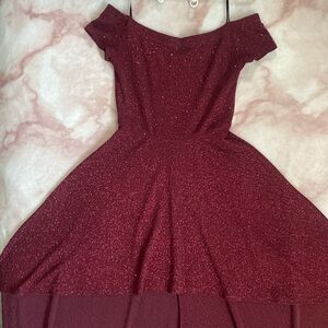Windsor, High-to-Low, Sparkly, Burgundy Dress, Size Medium